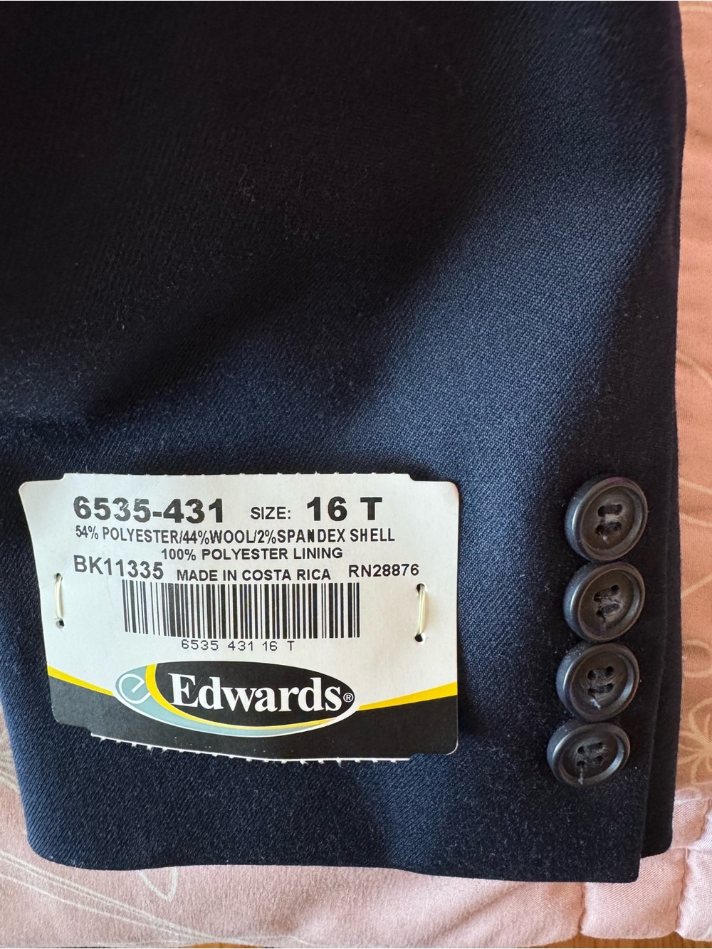 Edwards Navy Blue Wool Blend Blazer Jacket
Woman’s Size 16T NWT - Picture 5 of 15